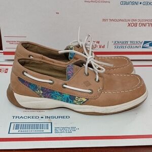 Sperry Women Tan Boat Shoes with Colorful Accents Size 6M